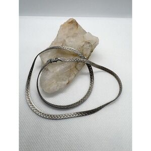 Italian Sterling Silver 925 Textured Flat Snake Chain Necklace 18" 4mm FMC 10g